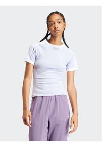 Adidas - adidas T-Shirt 3-Stripes IR8108 Fioletowy Slim Fit. Kolor: fioletowy. Materiał: bawełna