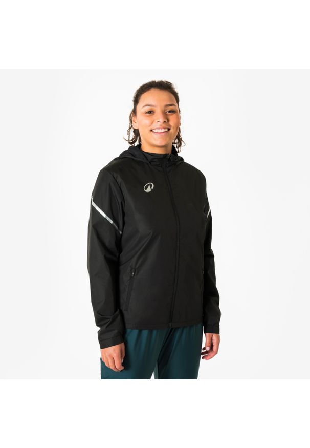 KIPSTA - Kurtka przeciwdeszczowa piłkarska damska Kipsta Viralto Club. Kolor: czarny. Materiał: poliester, materiał. Sport: piłka nożna