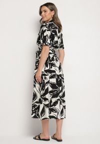 Born2be - Czarna Wiskozowa Sukienka o Koszulowym Kroju z Wiązanym Paskiem Uloanna. Okazja: na co dzień. Kolor: czarny. Materiał: wiskoza. Długość rękawa: krótki rękaw. Wzór: aplikacja. Typ sukienki: koszulowe. Styl: casual, elegancki, klasyczny #2