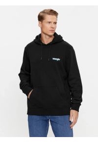 Wrangler - WRANGLER HOODIE MĘSKA BLUZA Z KAPTUREM WASHED BLACK 112343376 W658018282. Typ kołnierza: kaptur