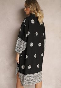 Renee - Czarna Sukienka z Wiskozy w Abstrakcyjny Wzór Nalalith. Okazja: na co dzień. Kolor: czarny. Materiał: wiskoza. Typ sukienki: proste. Styl: klasyczny, casual #3