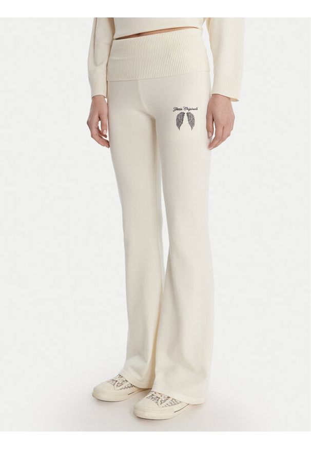 Guess Spodnie dzianinowe W6RB63 Z2V62 Écru Relaxed Fit. Materiał: wiskoza