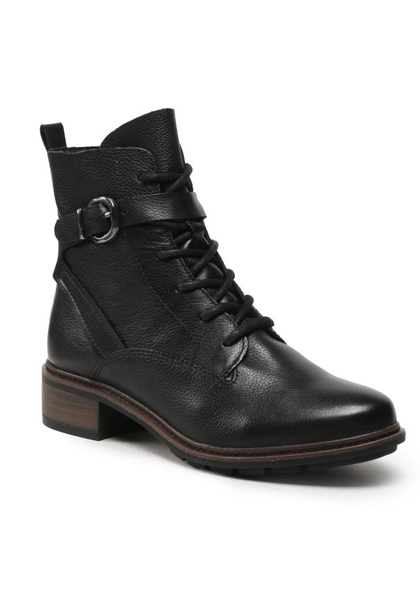 Botki Tamaris 1-25856-29 Black Leather 003. Kolor: czarny. Materiał: skóra
