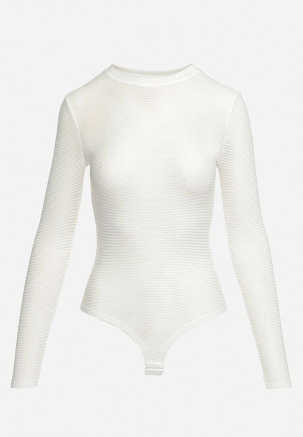 Born2be - Białe Body z Lekkiej Dzianiny z Długimi Rękawami Asnitel. Okazja: na co dzień. Kolor: biały. Materiał: dzianina. Długość rękawa: długi rękaw. Długość: długie. Styl: elegancki, casual