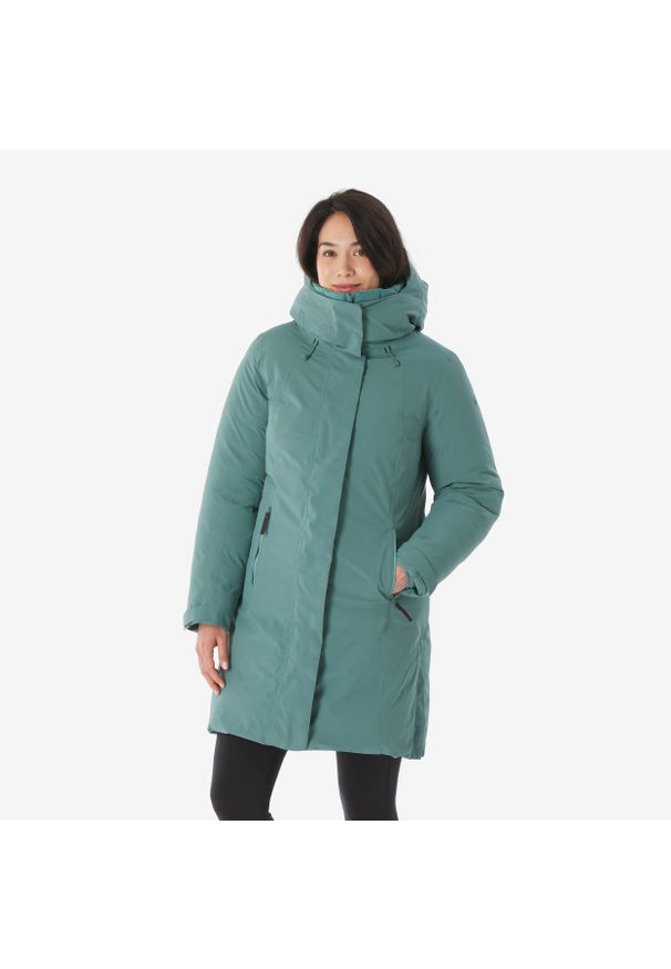 quechua - Parka turystyczna damska puchowa Quechua NH900 -20°C wodoodporna. Okazja: na co dzień. Kolor: zielony. Materiał: puch. Sezon: zima. Styl: sportowy, casual