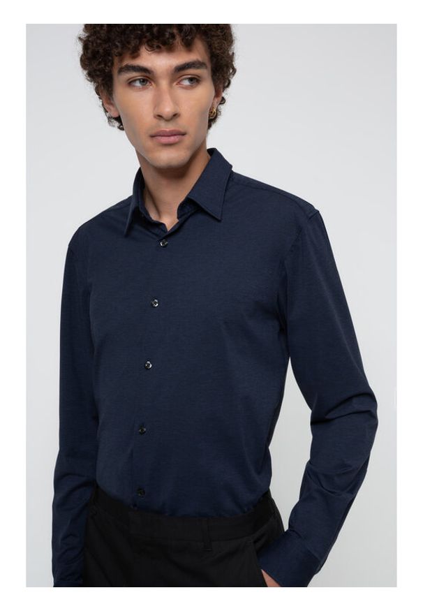 Hugo Koszula Ermo 50438087 Granatowy Slim Fit. Kolor: niebieski. Materiał: syntetyk