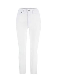 Volcano - Białe jeansy damskie rurki z podwyższonym stanem, długość 7/8 D-LEYLA 2. Stan: podwyższony. Kolor: biały. Wzór: aplikacja. Styl: klasyczny #1