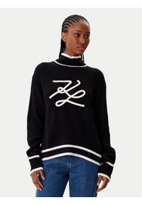 Karl Lagerfeld - KARL LAGERFELD Golf A4W18051 Czarny Regular Fit. Typ kołnierza: golf. Kolor: czarny. Materiał: syntetyk #1