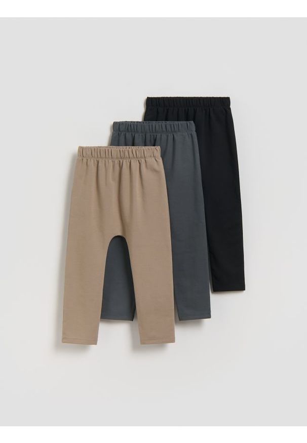 Reserved - Bawełniane legginsy 3 pack - czarny. Kolor: czarny. Materiał: bawełna