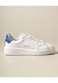 GOLDEN GOOSE - Sneakersy Purestar z niebieską piętą. Kolor: biały. Wzór: aplikacja #3