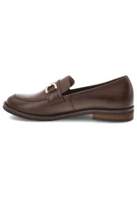 Brązowe Półbuty Armodo Eleganckie Mokasyny Damskie. Okazja: na spotkanie biznesowe, do pracy. Kolor: brązowy. Materiał: skóra, materiał. Wzór: gładki, aplikacja. Obcas: na obcasie. Styl: elegancki. Wysokość obcasa: niski #6