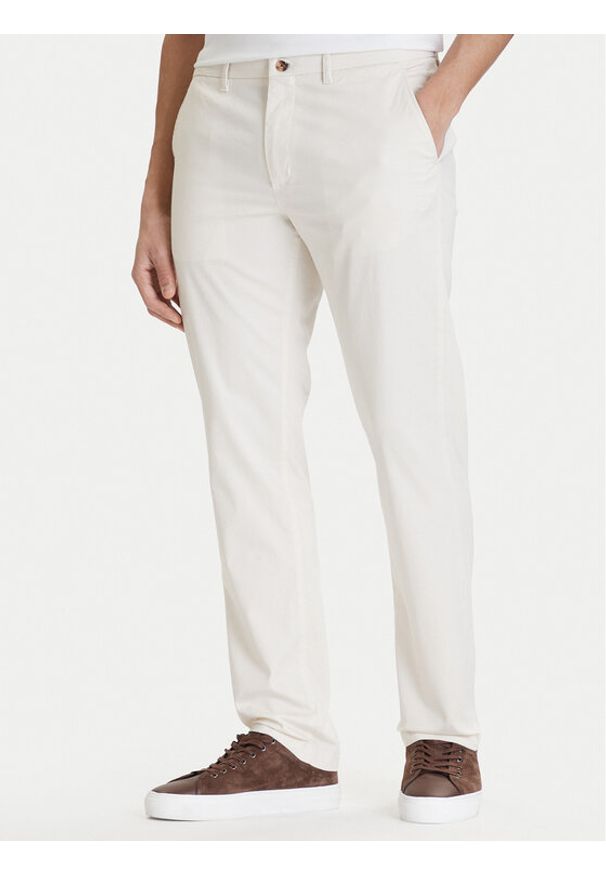 TOMMY HILFIGER - Tommy Hilfiger Chinosy Denton MW0MW41923 Écru Straight Fit. Kolor: kremowy. Materiał: bawełna