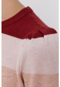 only - Only Sweter damski kolor bordowy. Okazja: na co dzień. Kolor: czerwony. Długość rękawa: długi rękaw. Długość: długie. Styl: casual