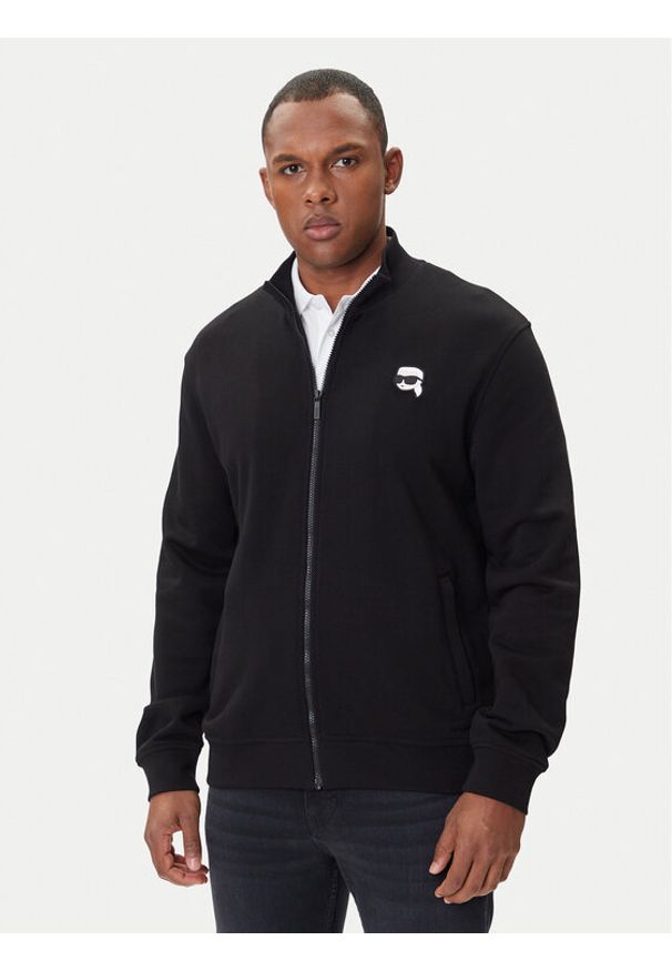 Karl Lagerfeld - KARL LAGERFELD Bluza 705712 500900 Czarny Regular Fit. Typ kołnierza: dekolt w karo. Kolor: czarny. Materiał: bawełna