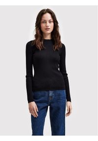 Selected Femme Sweter Lydia 16085202 Czarny Slim Fit. Kolor: czarny. Materiał: bawełna, lyocell