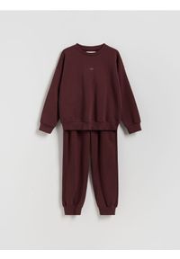 Reserved - Komplet oversize - bordowy. Kolor: czerwony. Materiał: bawełna, dzianina #1