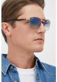 Ray-Ban okulary przeciwsłoneczne kolor niebieski. Kształt: owalne. Kolor: niebieski #1