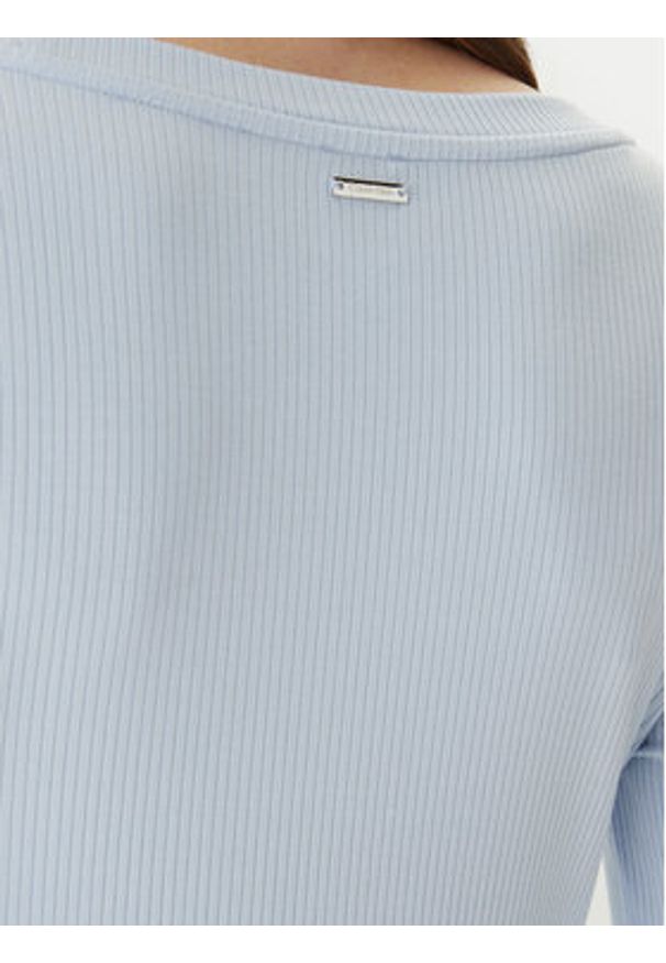 Calvin Klein Bluzka LV044D235G Błękitny Slim Fit. Kolor: niebieski