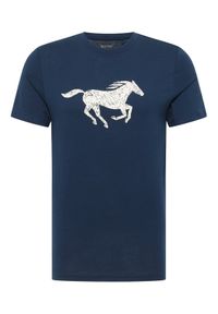 Mustang T-Shirt Austin 1016483 Granatowy Regular Fit. Kolor: niebieski. Materiał: bawełna
