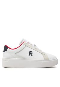 TOMMY HILFIGER - Tommy Hilfiger Sneakersy Th Platform Court Sneaker Nbk FW0FW08210 Biały. Kolor: biały. Materiał: skóra. Obcas: na platformie #1