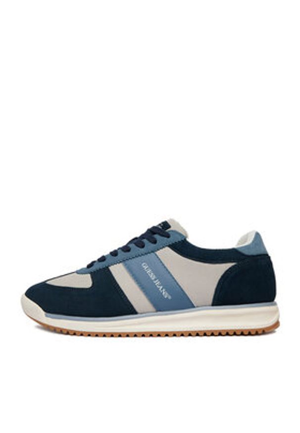 Guess Jeans Sneakersy EO-DELAND-01 WE Niebieski. Kolor: niebieski. Materiał: skóra, zamsz