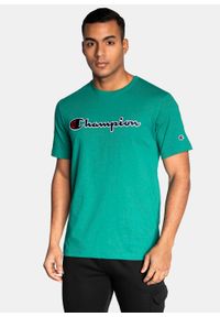 Koszulka męska zielona Champion Organic Cotton Script Logo. Kolor: zielony. Materiał: materiał