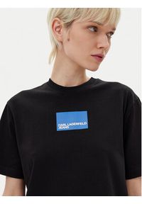 Karl Lagerfeld - KARL LAGERFELD Sukienka codzienna A2W13028 Czarny Regular Fit. Okazja: na co dzień. Typ kołnierza: dekolt w karo. Kolor: czarny. Materiał: bawełna. Typ sukienki: proste. Styl: casual