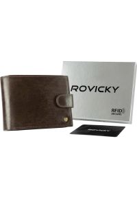 ROVICKY - Portfel skórzany Rovicky N61L-RVT-3203 D.B c. brązowy. Kolor: brązowy. Materiał: skóra. Wzór: gładki