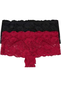 bonprix - Figi z koronki (2 pary). Kolor: czarny. Materiał: koronka. Wzór: koronka #1
