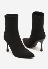 Renee - Czarne Botki na Szpilce Vices z Elastyczną Cholewką Nallafia. Okazja: na co dzień. Kolor: czarny. Szerokość cholewki: normalna. Obcas: na szpilce. Styl: glamour, casual, klasyczny #6