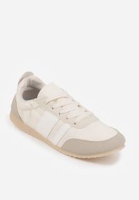 Born2be - Beżowe Sneakersy Kultowe Tenisówki z Marszczeniem przy Pięcie Rhodophine. Okazja: na co dzień. Kolor: beżowy. Materiał: jeans. Szerokość cholewki: normalna. Wzór: gładki #4