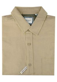 Koszula Weekendowa z Lnem, Krótki Rękaw - Brave Soul - Beżowa. Okazja: na co dzień. Kolor: brązowy, wielokolorowy, beżowy. Materiał: bawełna, len. Długość rękawa: krótki rękaw. Długość: krótkie. Styl: casual #7