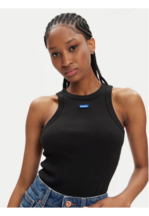 Hugo Top Easy 50508857 Czarny Slim Fit. Kolor: czarny. Materiał: bawełna