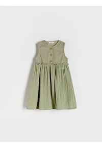 Reserved - Sukienka bez rękawów - oliwkowy. Kolor: oliwkowy. Materiał: bawełna