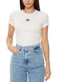 Tommy Jeans - TOMMY JEANS Damski t-shirt w kolorze ecru. Kolor: beżowy #5
