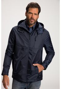 JAY-PI - Męska Kurtka przeciwdeszczowa wodoodporna kaptur zamek. Kolekcja: plus size. Kolor: niebieski. Materiał: poliester, materiał. Sport: turystyka piesza