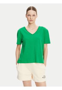 TOMMY HILFIGER - Tommy Hilfiger T-Shirt WW0WW43901 Zielony Relaxed Fit. Kolor: zielony. Materiał: bawełna