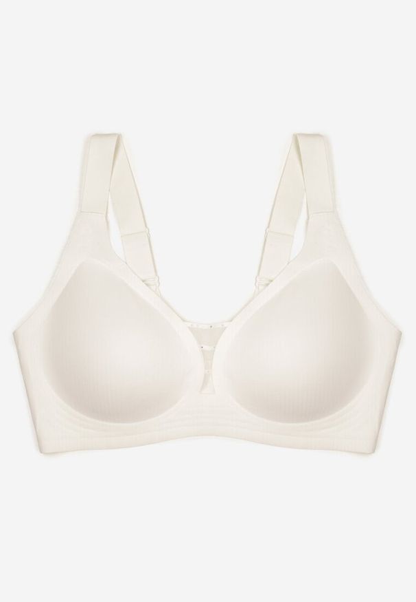 Born2be - Biały Biustonosz z Prążkowanego Materiału Ezimere. Kolor: biały. Materiał: materiał, prążkowany. Rodzaj stanika: wyciągane miseczki. Wzór: gładki