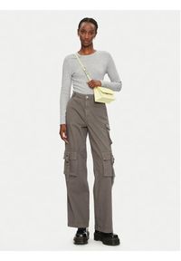 only - ONLY Bluzka Riley 15323159 Szary Slim Fit. Kolor: szary. Materiał: bawełna #5