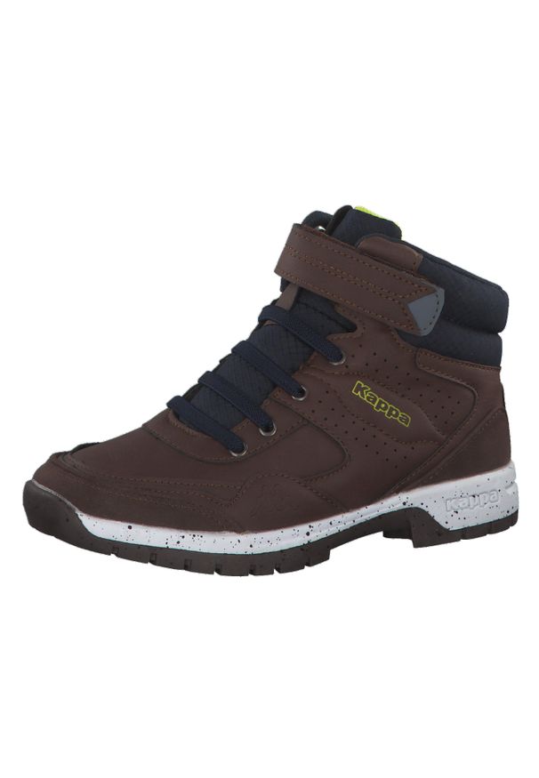 Buty do chodzenia dla dzieci Kappa Lithium K. Wysokość cholewki: za kostkę. Zapięcie: rzepy. Kolor: niebieski, wielokolorowy, brązowy. Materiał: syntetyk, tkanina, materiał. Szerokość cholewki: normalna. Sport: turystyka piesza