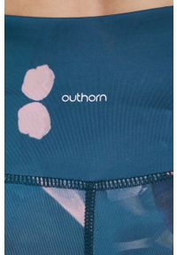 outhorn - Outhorn legginsy treningowe damskie kolor zielony wzorzyste. Kolor: zielony. Materiał: materiał, skóra, dzianina