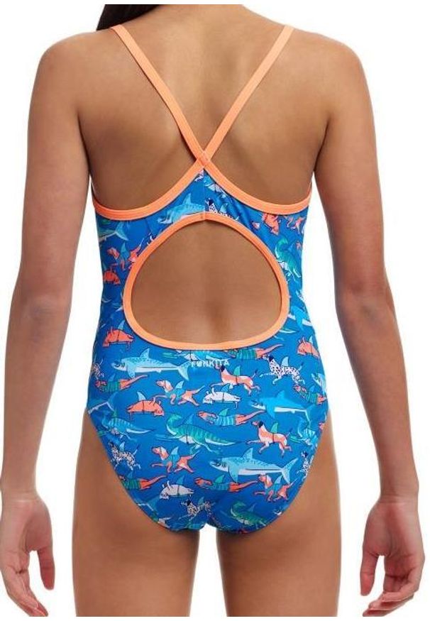Strój kąpielowy jednoczęściowy FUNKITA Fin Swimming - dziewczęcy. Kolor: niebieski