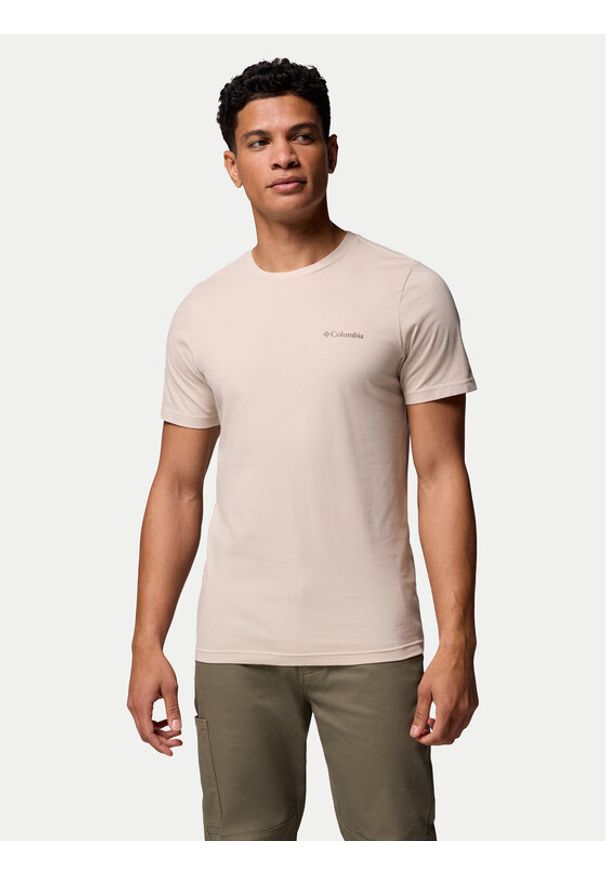 columbia - Columbia T-Shirt Rapid Ridge 1934824 Beżowy Regular Fit. Kolor: beżowy. Materiał: bawełna