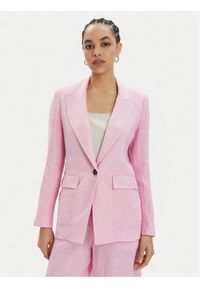 Marella Marynarka Afro 2413041094 Różowy Regular Fit. Kolor: różowy. Materiał: len #1