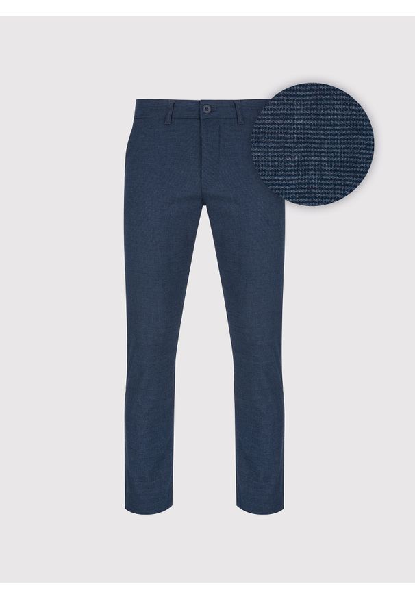 Pako Lorente - PAKO LORENTE - Granatowe spodnie męskie. Okazja: na co dzień. Kolor: niebieski. Materiał: poliester, bawełna, elastan. Styl: casual