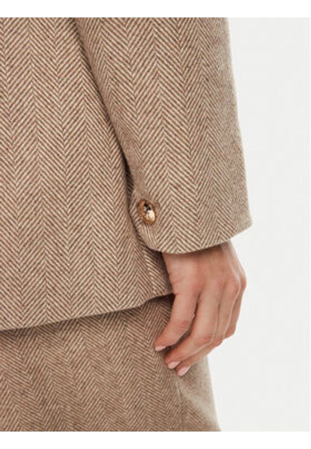 Bruuns Bazaar Marynarka Baki BBW4290 Beżowy Slim Fit. Kolor: beżowy. Materiał: syntetyk