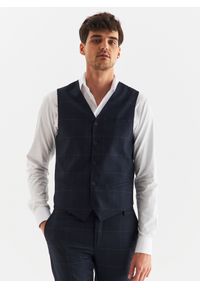 Pako Lorente - PAKO LORENTE – Granatowa kamizelka garniturowa w kratę Windowpane. Kolor: niebieski. Materiał: poliester, elastan, wiskoza #5