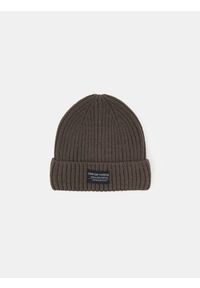 Sinsay - Prążkowana czapka beanie - zielony. Kolor: zielony. Materiał: prążkowany