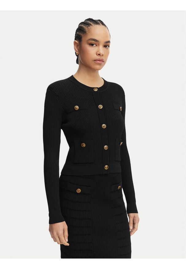 Guess Kardigan W5YR09 Z0130 Czarny Regular Fit. Kolor: czarny. Materiał: syntetyk