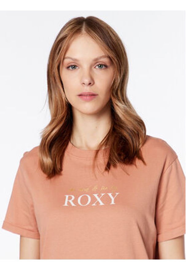 Roxy T-Shirt Noon Ocean ERJZT05490 Pomarańczowy Regular Fit. Kolor: pomarańczowy. Materiał: bawełna